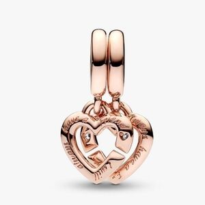 Auth. Pandora Linked Sister Hearts Split Dangle Charm